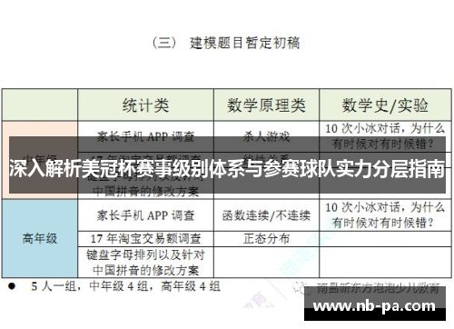 深入解析美冠杯赛事级别体系与参赛球队实力分层指南